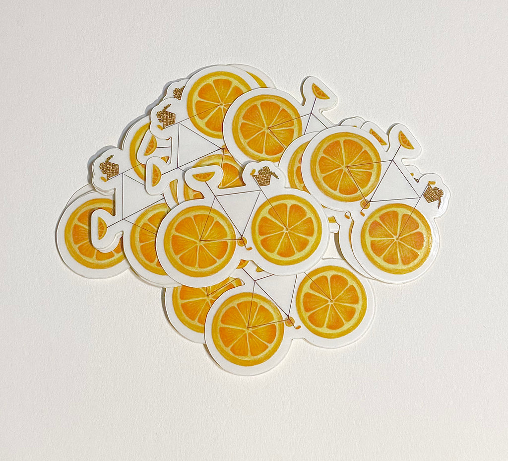 Orange Bicycle Sticker